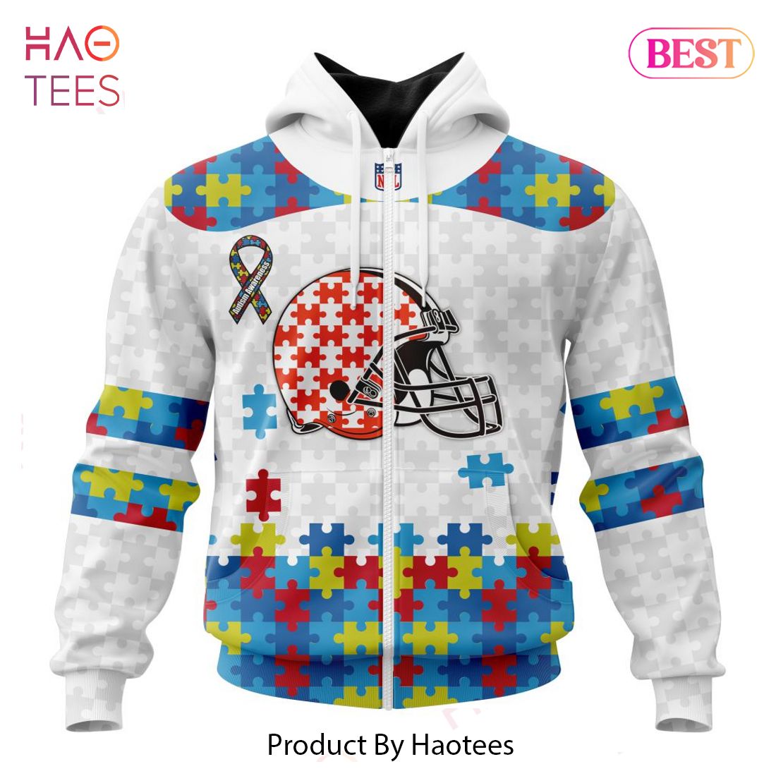 NEW NFL Cleveland Browns Special Autism Awareness Design Hoodie NEW NFL Cleveland Browns Special Autism Awareness Design Hoodie