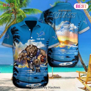 NEW NFL Detroit Lions Special Hawaiian Design Button Shirt Hoodie