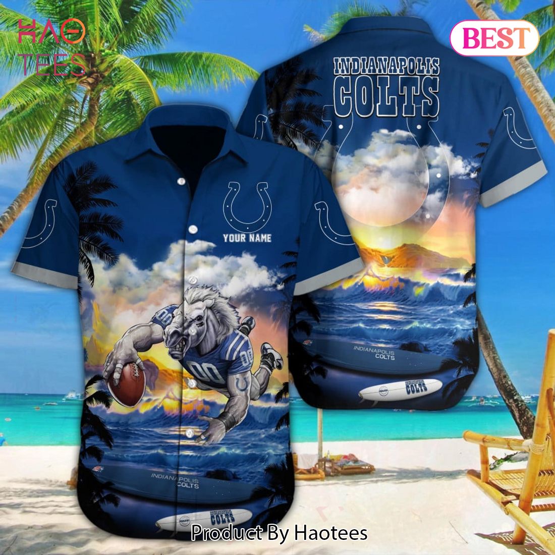 Indianapolis Colts 3D Hawaiian Shirt Mascot Custom Hawaiian Shirts For Mens  - Freedomdesign