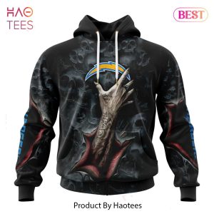 NEW NFL Los Angeles Chargers Special Horror Skull Art Design Hoodie