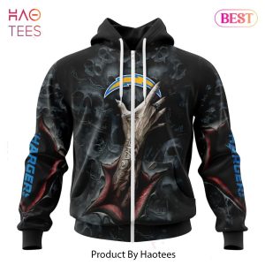 NEW NFL Los Angeles Chargers Special Horror Skull Art Design Hoodie