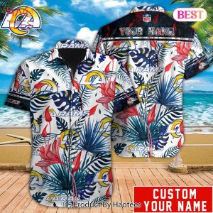 NEW NFL Los Angeles Rams Special Hawaiian Design Button Shirt Hoodie