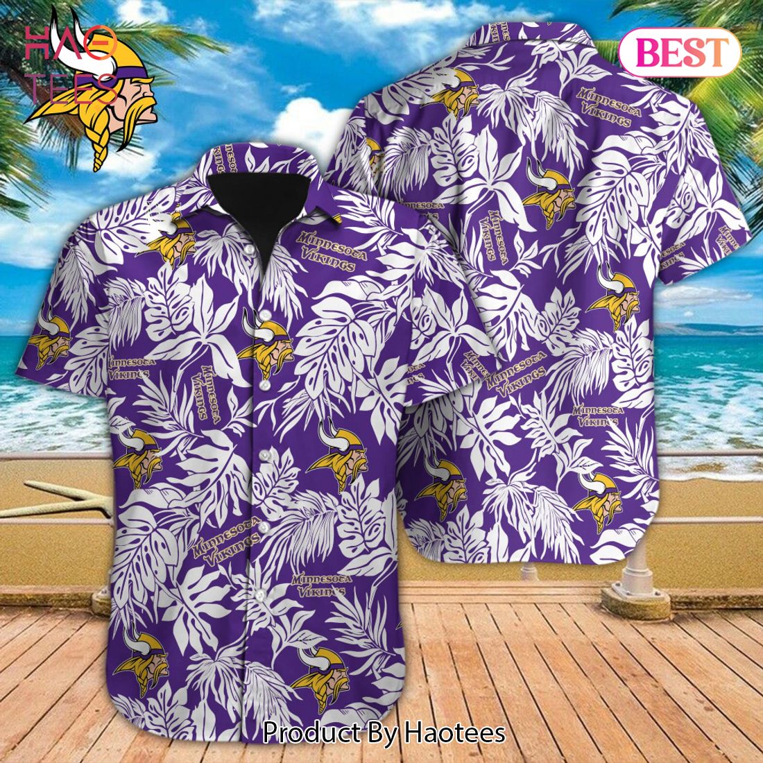 Minnesota Vikings Nfl Mens Hawaiian Button Up Shirt