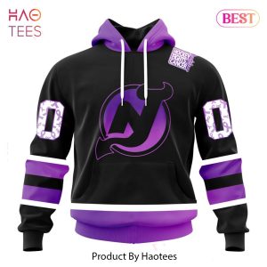 NEW NHL New Jersey Devils Special Black Hockey Fights Cancer Kits Jeysey