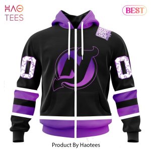 NEW NHL New Jersey Devils Special Black Hockey Fights Cancer Kits Jeysey