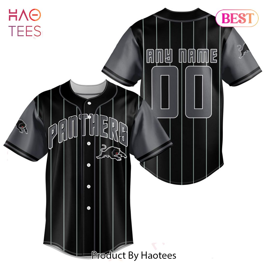 Big Hibiscus Penrith Panthers Logo NRL Baseball Jersey Shirt For