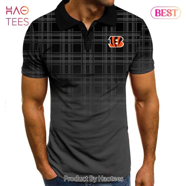 PREMIUM NFL Cincinnati Bengals Polo Tartan Gradient Polo Shirt