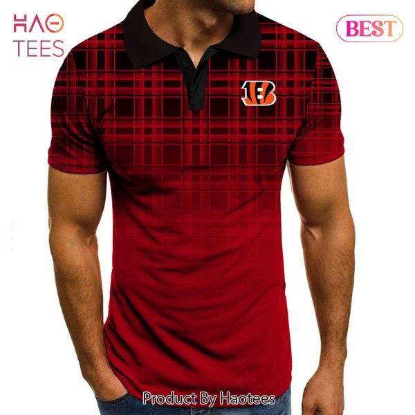 PREMIUM NFL Cincinnati Bengals Polo Tartan Gradient Polo Shirt