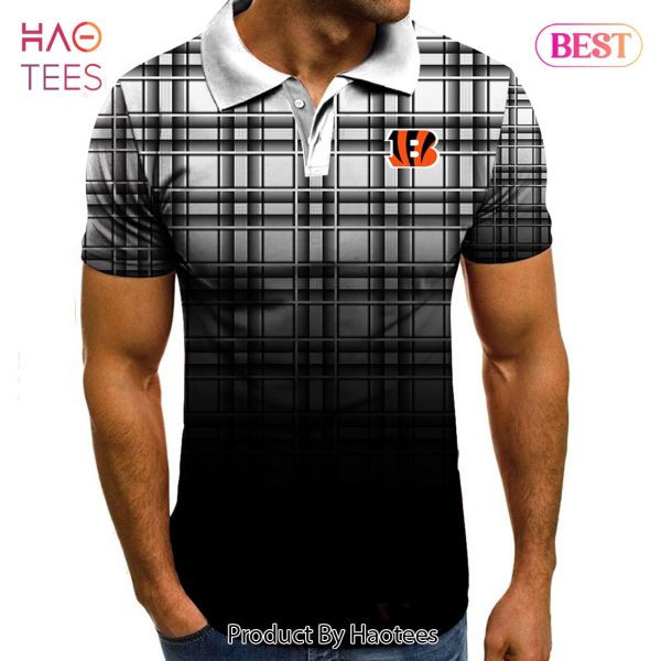 PREMIUM NFL Cincinnati Bengals Polo Tartan Gradient Polo Shirt