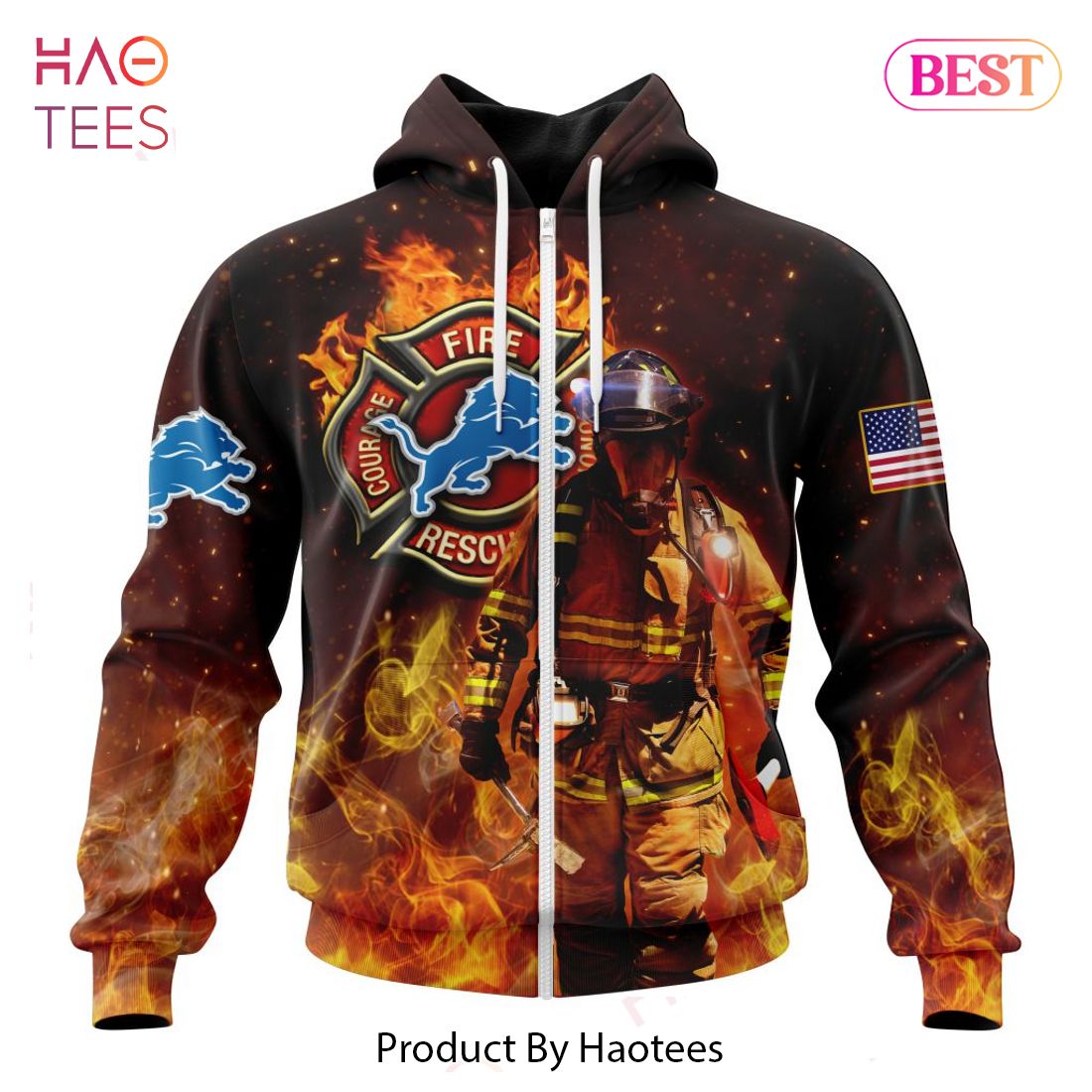 PREMIUM NFL Detroit Lions Honor Firefighters - First Responders Hoodie PREMIUM NFL Detroit Lions Honor Firefighters - First Responders Hoodie