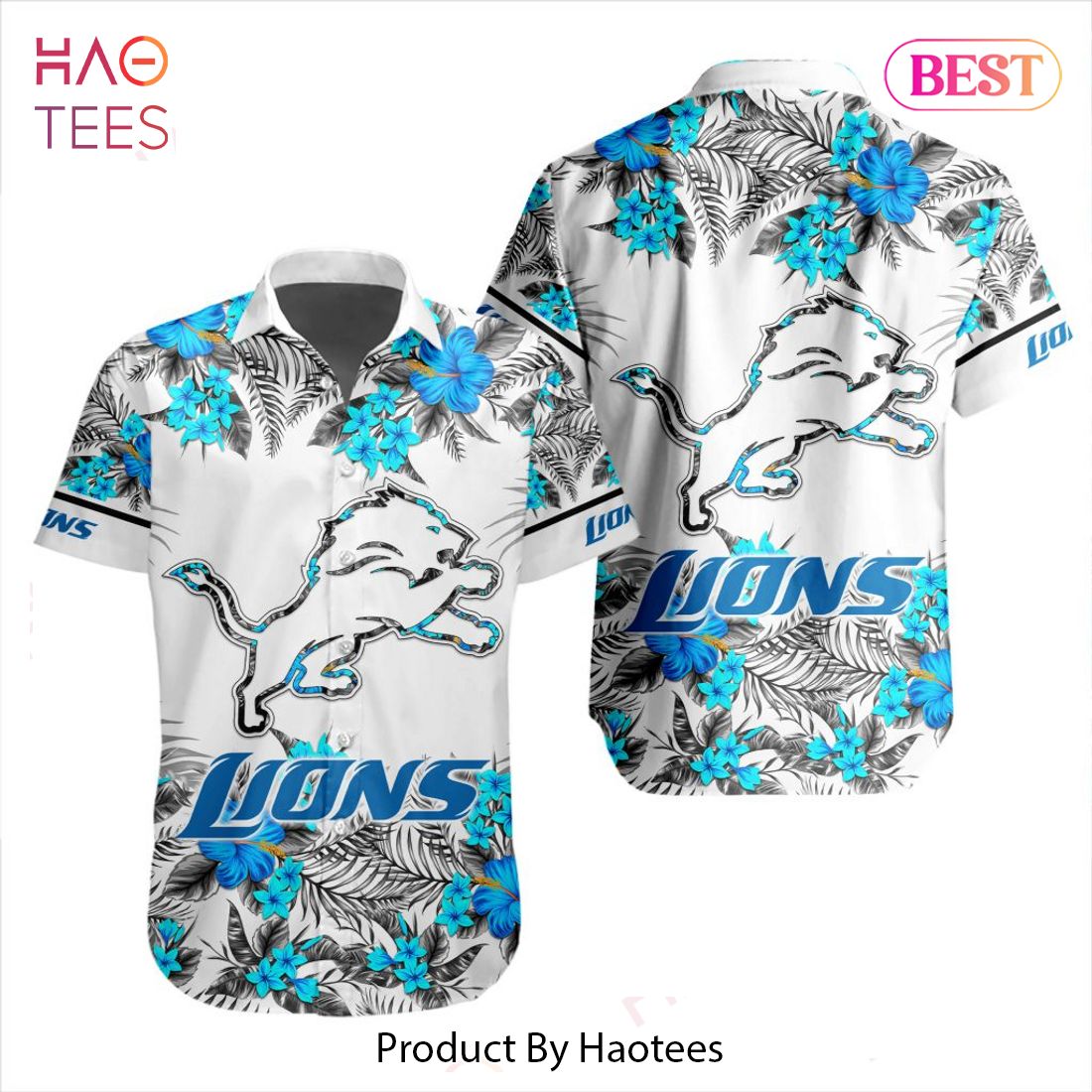 NEW NFL Detroit Lions Special Hawaiian Design Button Shirt Hoodie