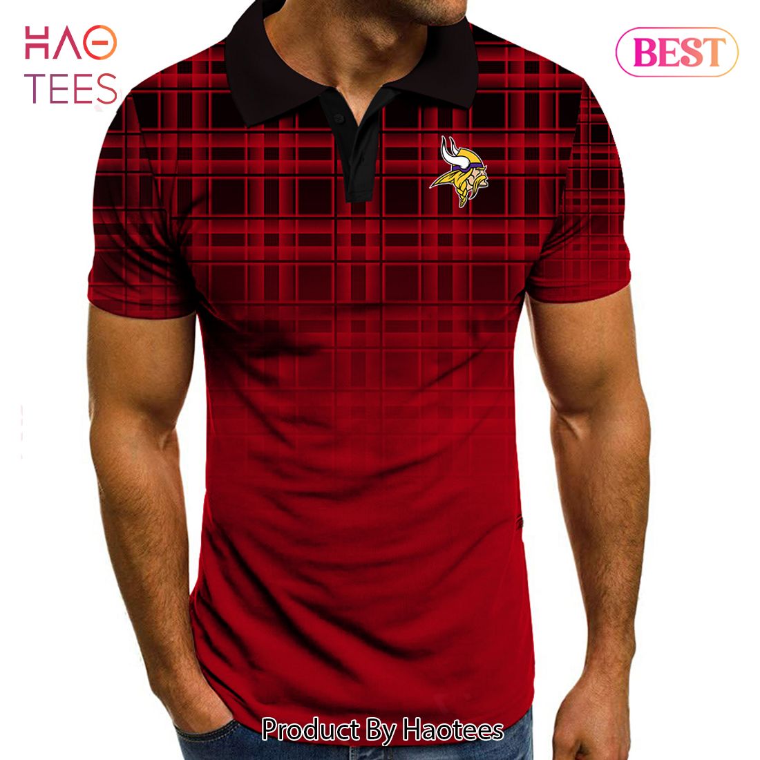 PREMIUM NFL Minnesota Vikings Polo Tartan Gradient Polo Shirt PREMIUM NFL Minnesota Vikings Polo Tartan Gradient Polo Shirt