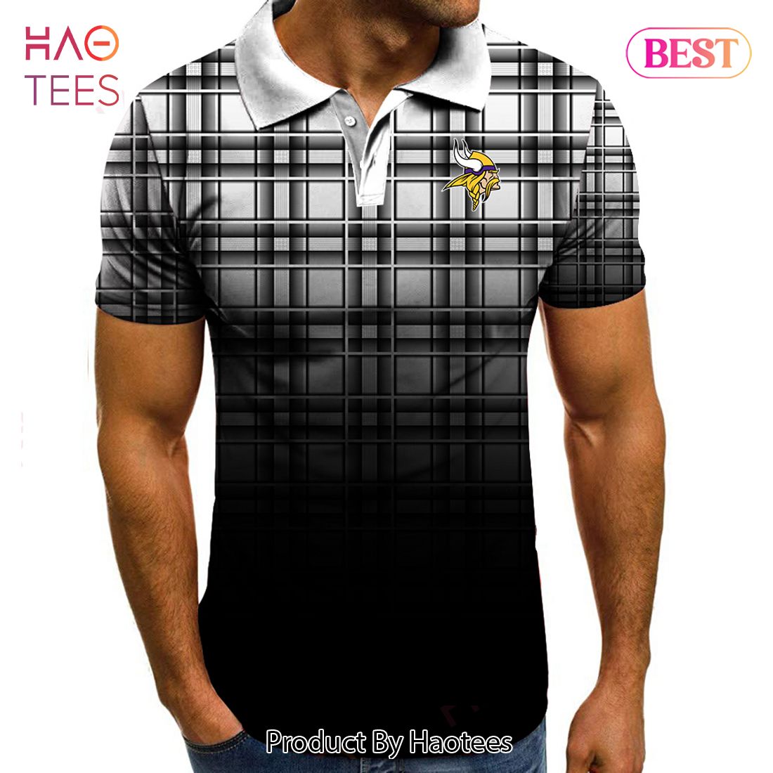 PREMIUM NFL Minnesota Vikings Polo Tartan Gradient Polo Shirt PREMIUM NFL Minnesota Vikings Polo Tartan Gradient Polo Shirt