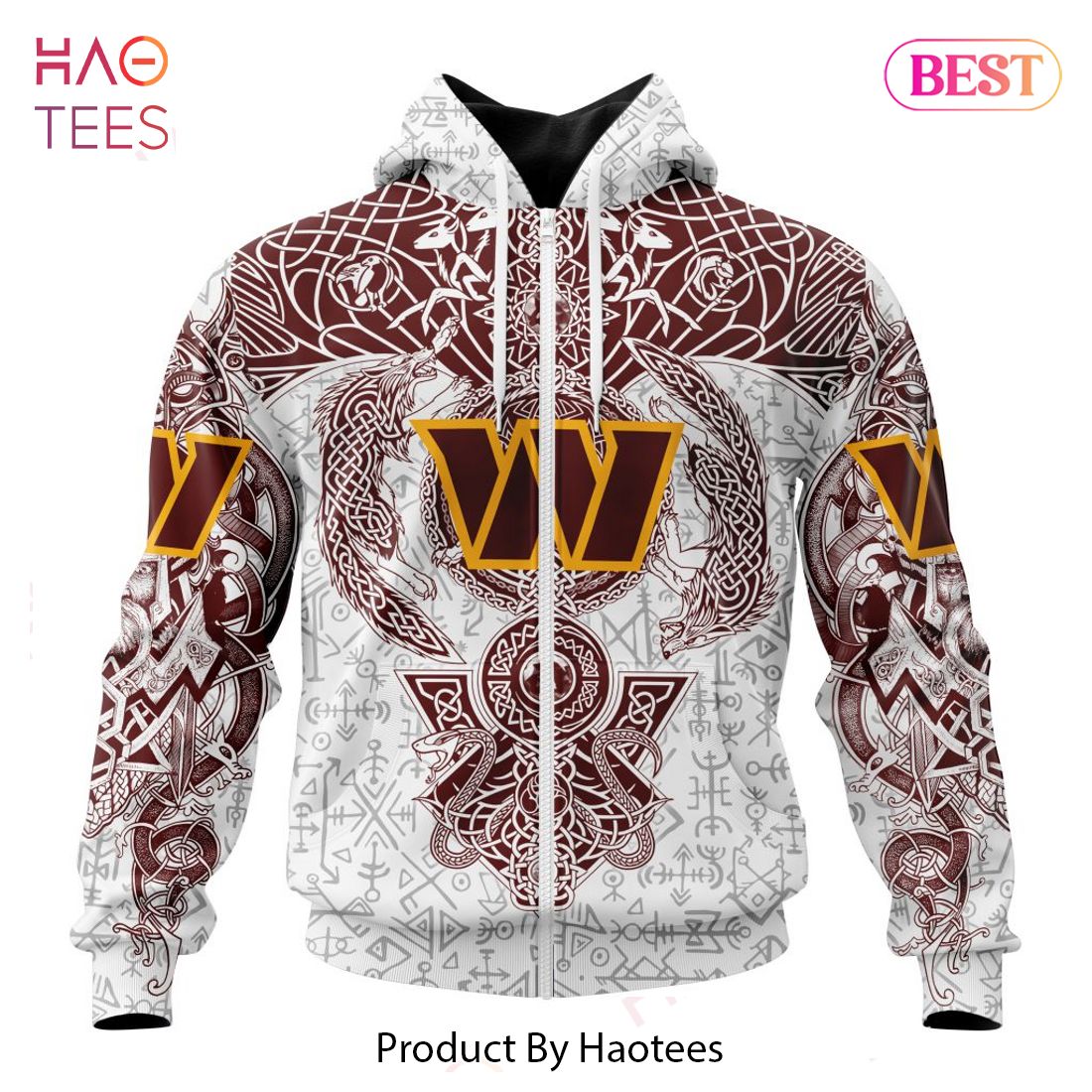 PREMIUM NFL Washington Commanders _ Norse Viking Symbols Hoodie PREMIUM NFL Washington Commanders _ Norse Viking Symbols Hoodie