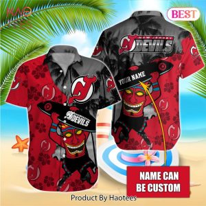 PREMIUM NHL New Jersey Devils Special Hawaiian Design Button Shirt Jeysey