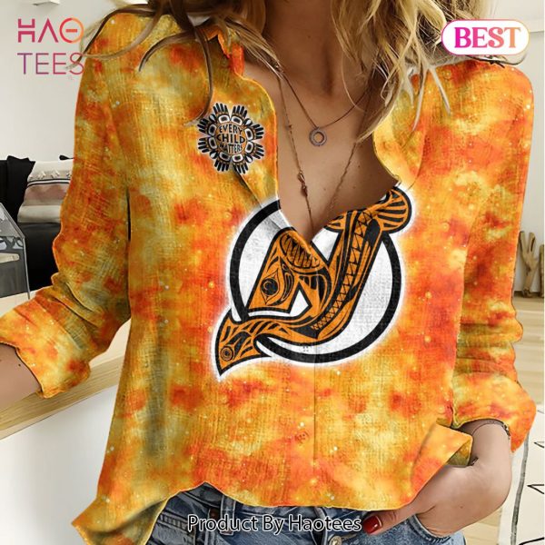 PREMIUM NHL New Jersey Devils Special Orange Shirt Design Woman Casual Shirt Jeysey