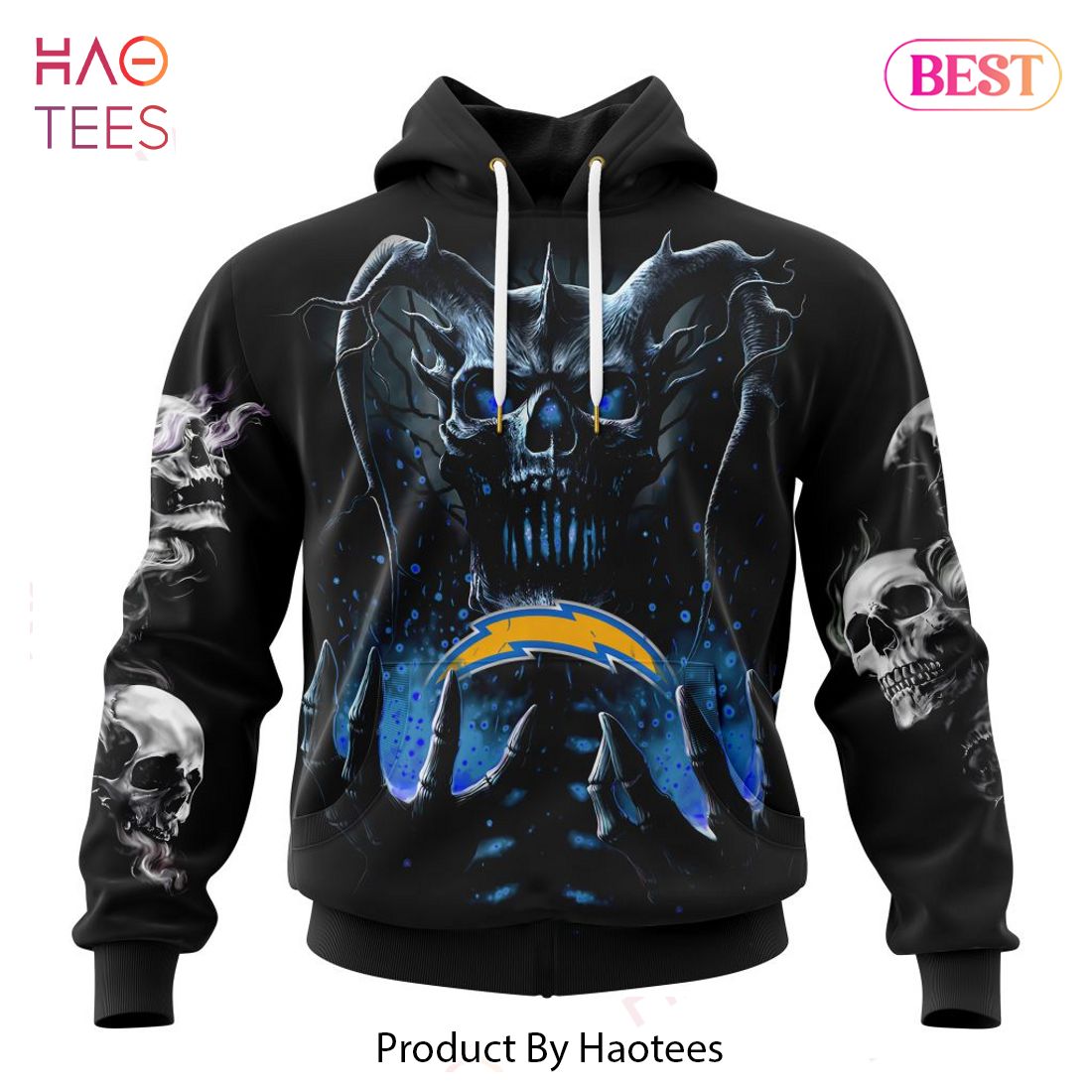 THE BEST NFL Los Angeles Chargers Special Skull Art Design Hoodie