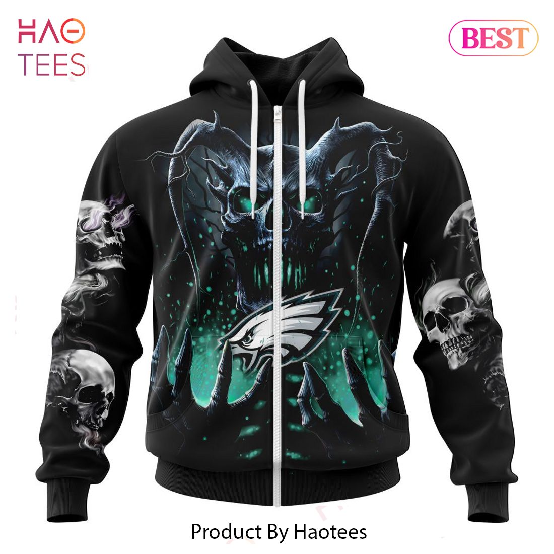 THE BEST NFL Philadelphia Eagles Special Skull Art Design Hoodie THE BEST NFL Philadelphia Eagles Special Skull Art Design Hoodie