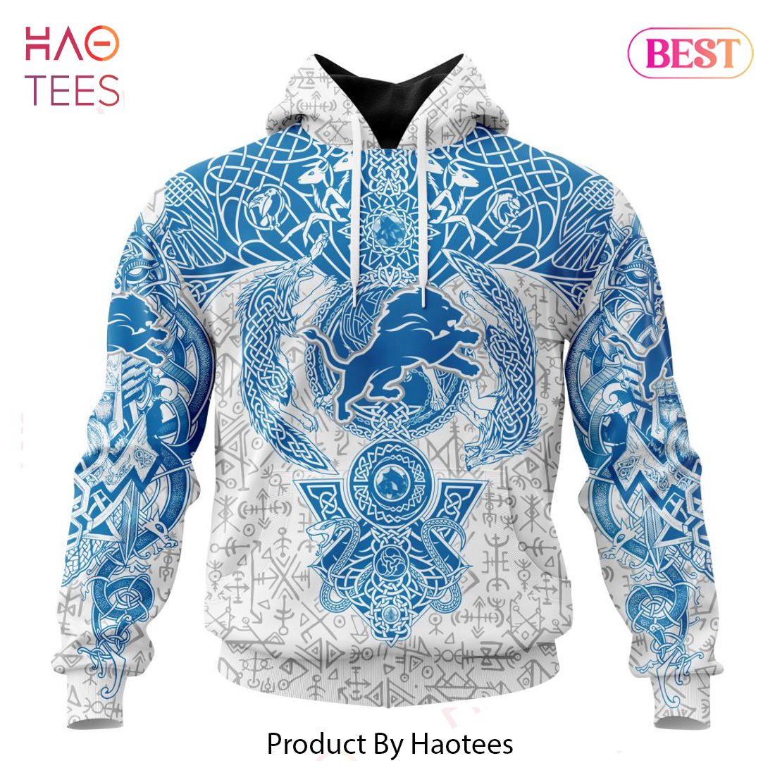 TRENDING NFL Detroit Lions _ Norse Viking Symbols Hoodie