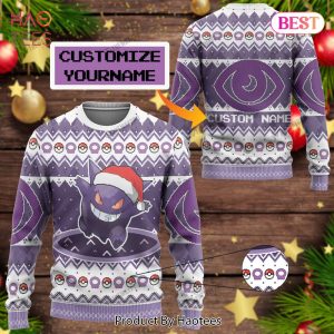 [AVAILABLE] Gengar Custom Name Christmas Giftsmerch Ugly Sweater