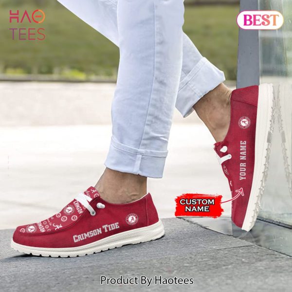 AVAILABLE NCAA Alabama Crimson Tide Custom Name Hey Dude Shoes POD Design