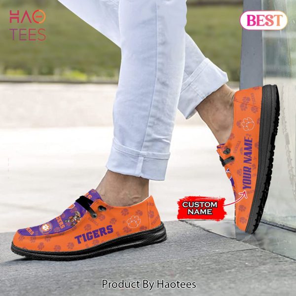 AVAILABLE NCAA Clemson Tigers Custom Name Hey Dude Shoes