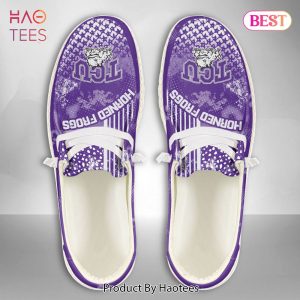 [AVAILABLE] NCAA TCU Horned Frogs Custom Name Hey Dude Shoes POD Design