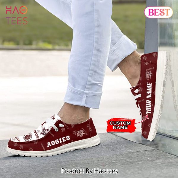 AVAILABLE NCAA Texas A&M Aggies Custom Name Hey Dude Shoes POD Design