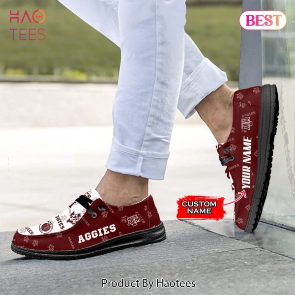 AVAILABLE NCAA Texas A&M Aggies Custom Name Hey Dude Shoes POD Design