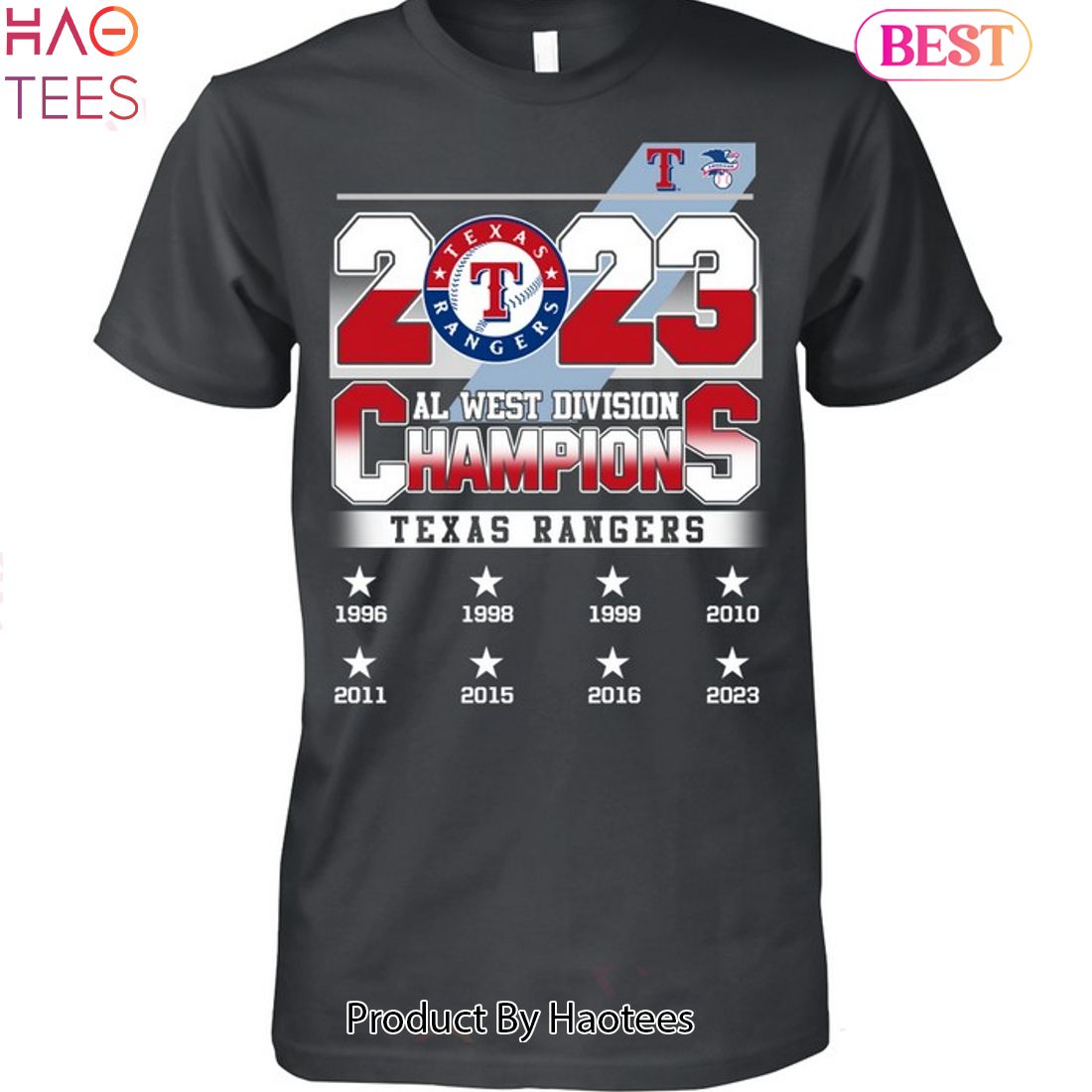 1999 Texas Rangers Western Division Champs T-shirt Size XL