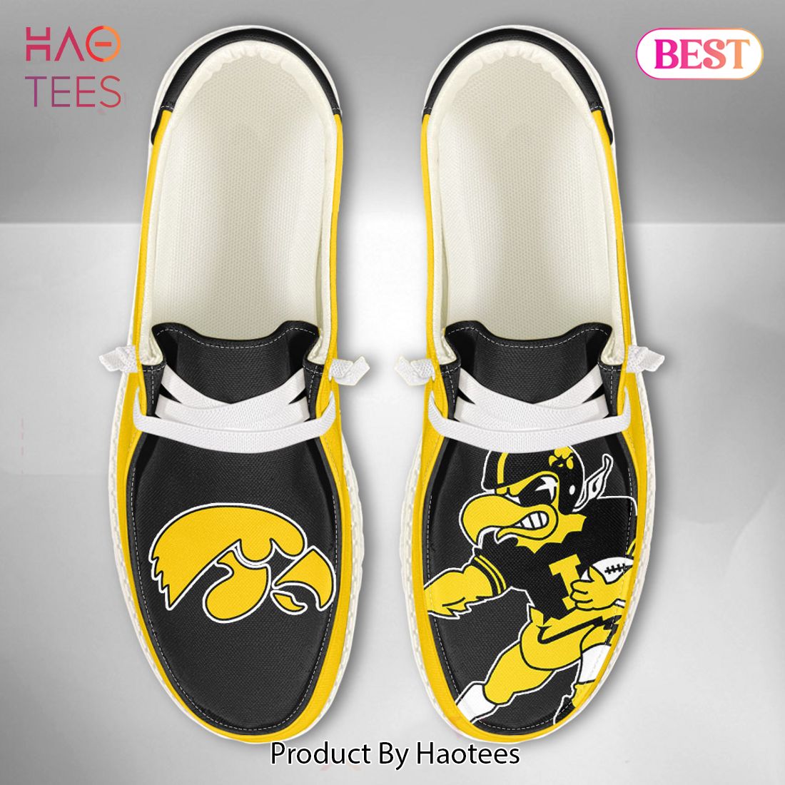 BEST NCAA Iowa Hawkeyes – Custom Name Hey Dude Shoes