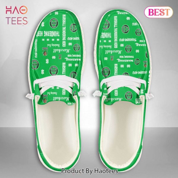 BEST NCAA Marshall Thundering Herd Custom Name Hey Dude Shoes POD Design