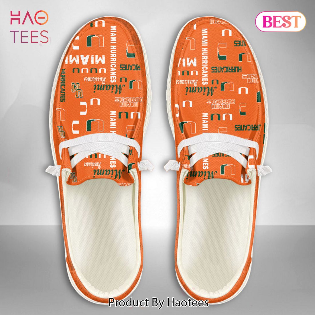 [BEST] NCAA Miami Hurricanes Custom Name Hey Dude Shoes POD Design