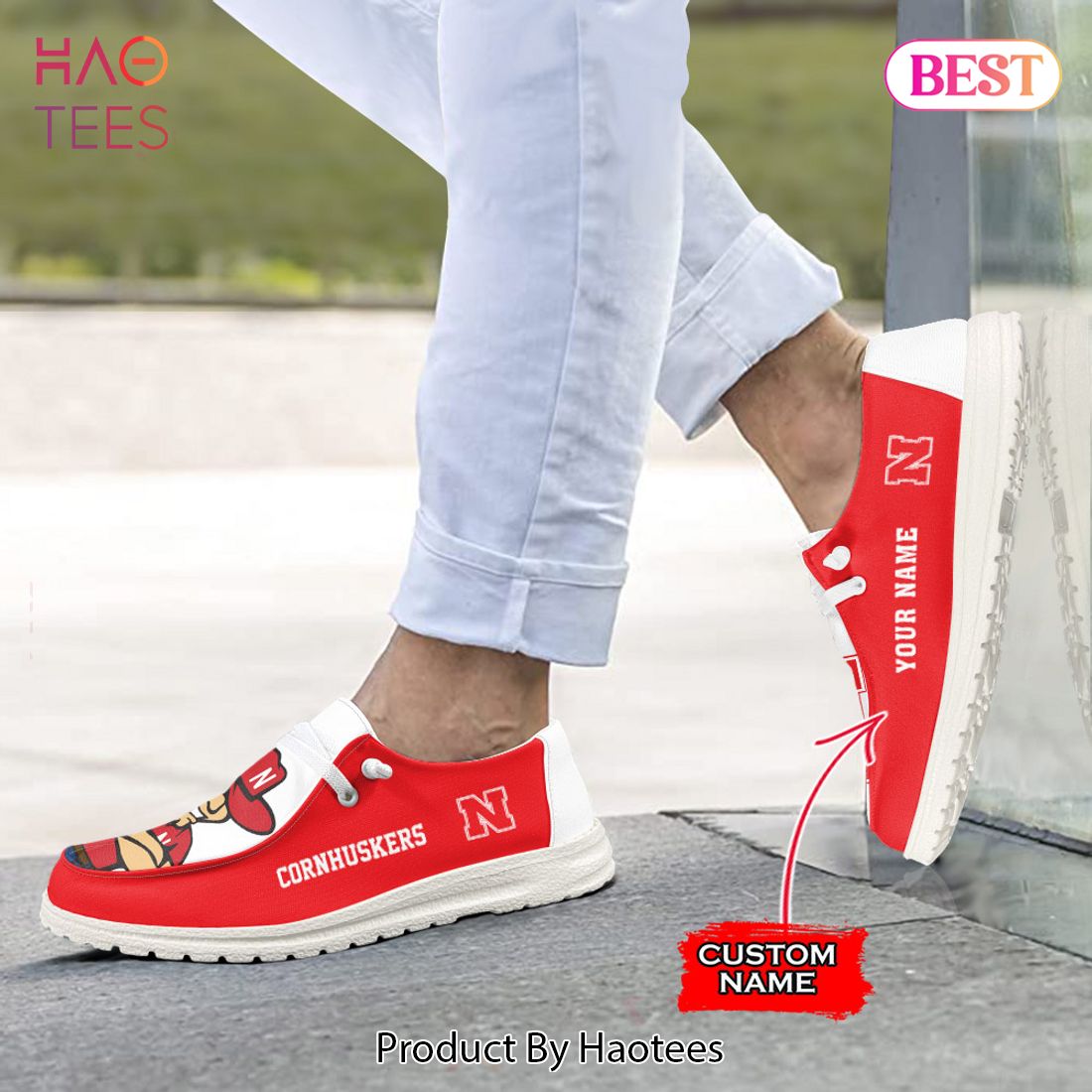 HOT NCAA Nebraska Cornhuskers - Custom Name Hey Dude Shoes POD Design -  Beetrendstore Store