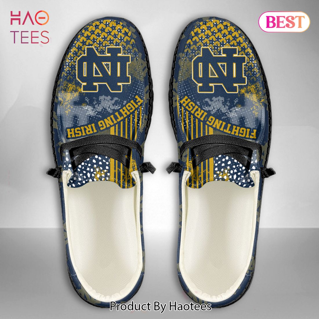 BEST NCAA Notre Dame Fighting Irish Custom Name Hey Dude Shoes