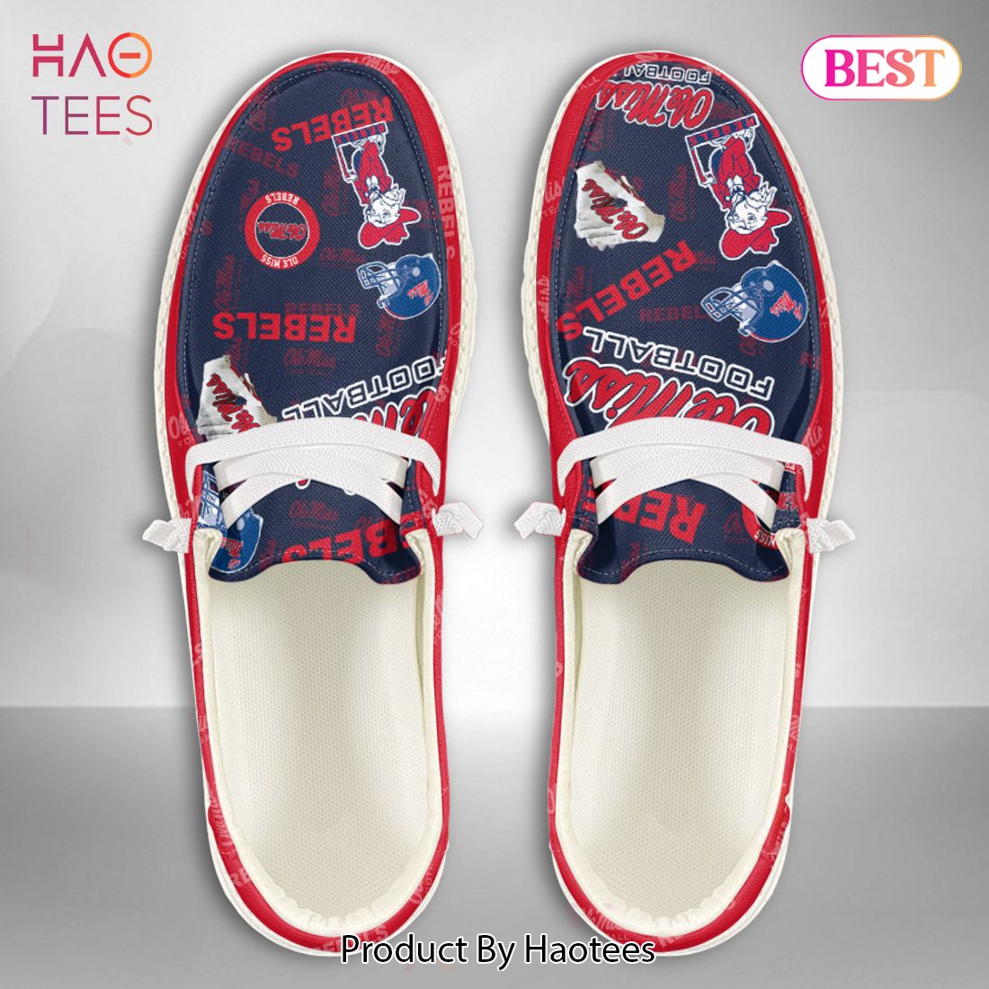 [BEST] NCAA Ole Miss Rebels Custom Name Hey Dude Shoes POD Design