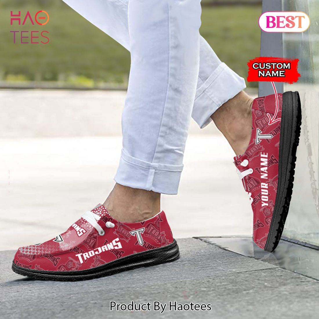 BEST NCAA Troy Trojans Custom Name Hey Dude Shoes POD Design BEST NCAA Troy Trojans Custom Name Hey Dude Shoes POD Design
