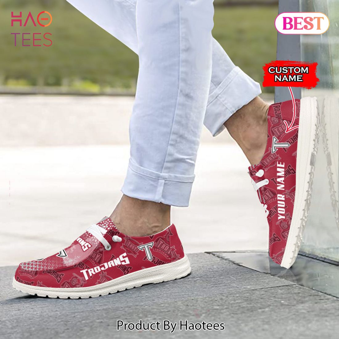 BEST NCAA Troy Trojans Custom Name Hey Dude Shoes POD Design BEST NCAA Troy Trojans Custom Name Hey Dude Shoes POD Design