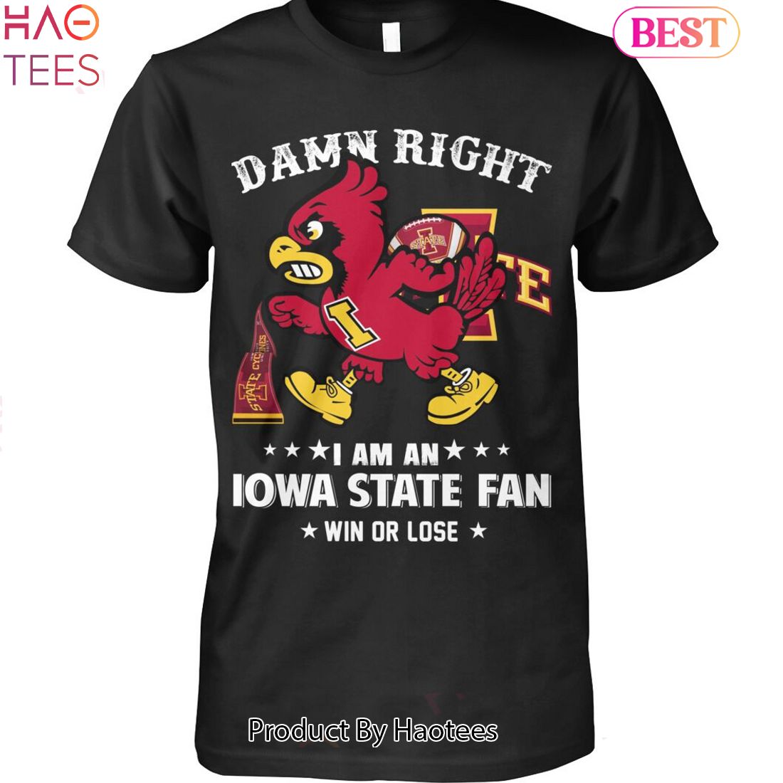 Damn Right I Am An Iowa State Cyclones Fan Win Or Lose Unisex T-Shirt