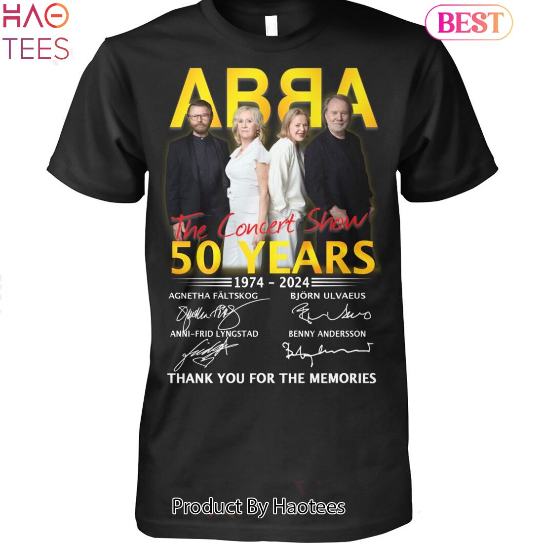 HOT ABBA The Concert Show 50 Years 1974-2024 Thank You For The Memories Unisex T-Shirt