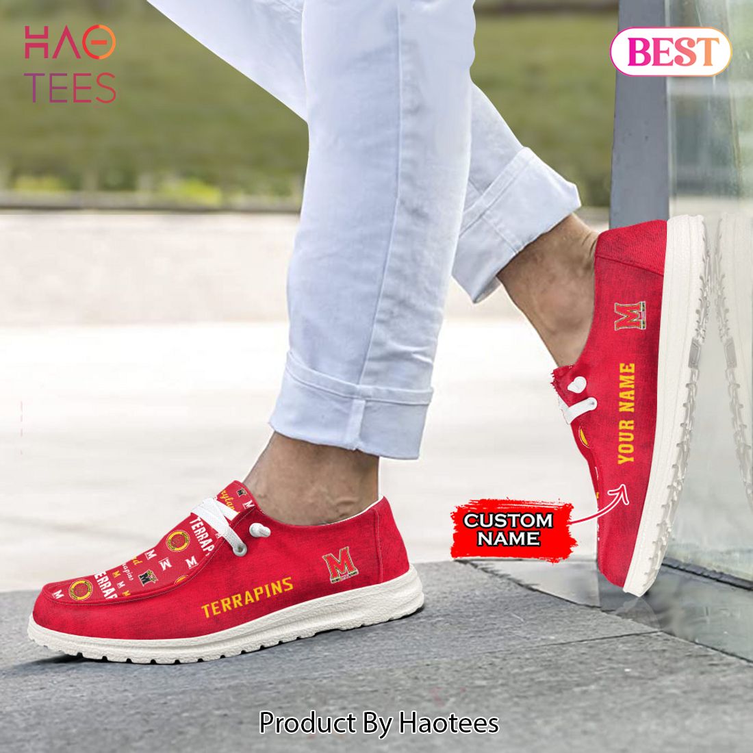 HOT NCAA Maryland Terrapins Custom Name Hey Dude Shoes Luxury Brand HOT NCAA Maryland Terrapins Custom Name Hey Dude Shoes Luxury Brand