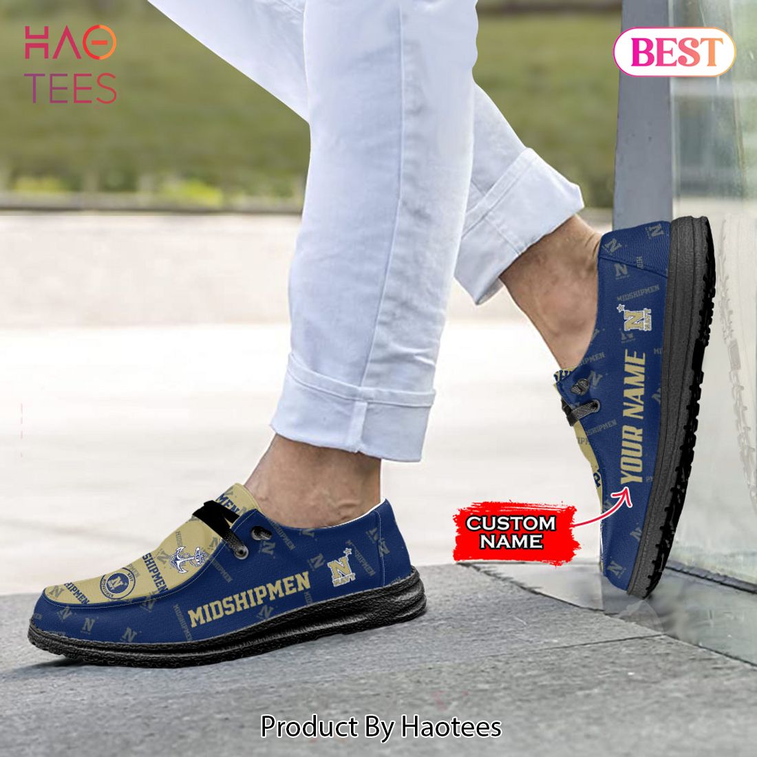 HOT NCAA Navy Midshipmen Custom Name Hey Dude Shoes HOT NCAA Navy Midshipmen Custom Name Hey Dude Shoes