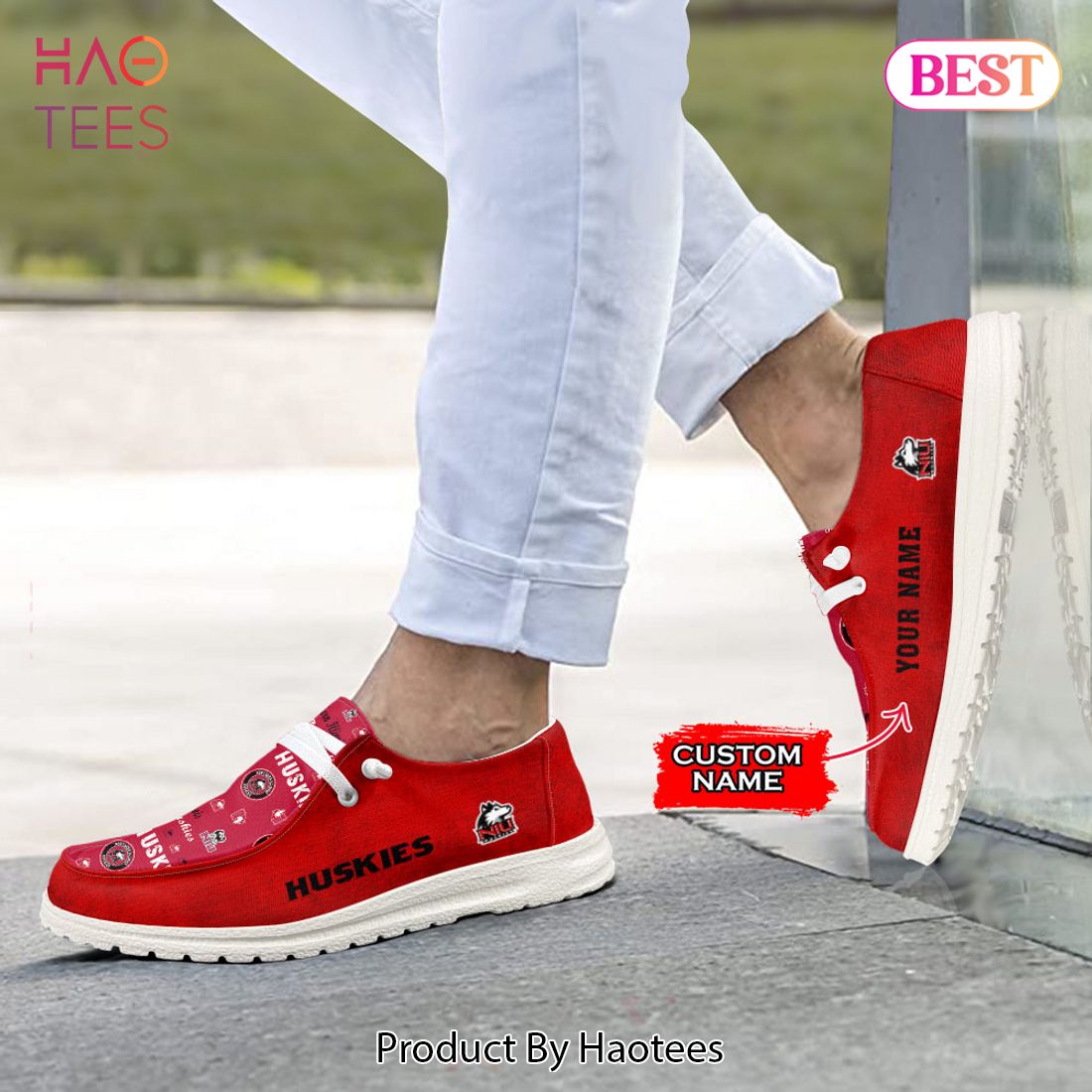 HOT NCAA Northern Illinois Huskies Custom Name Hey Dude Shoes HOT NCAA Northern Illinois Huskies Custom Name Hey Dude Shoes