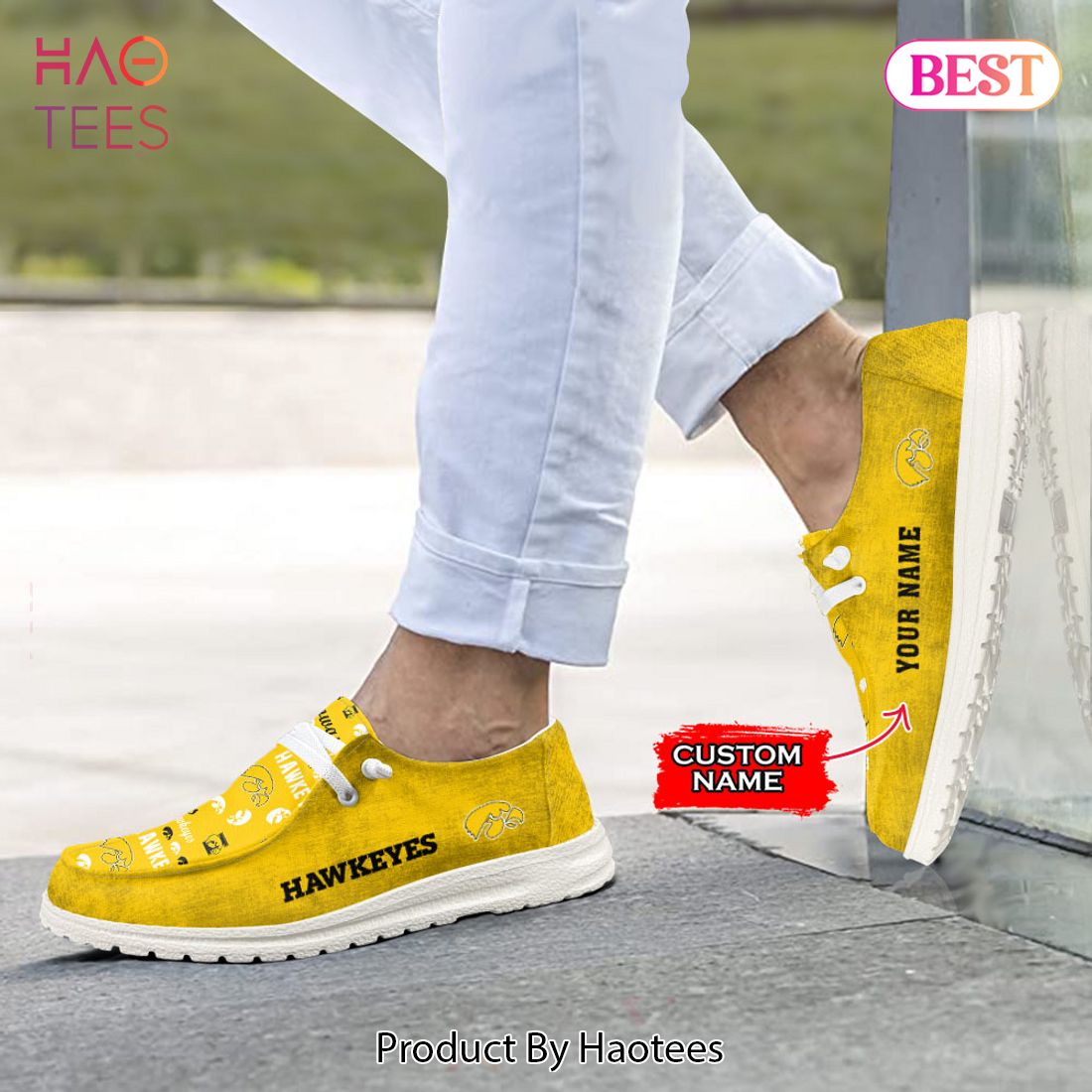 HOT TREND NCAA Iowa Hawkeyes Custom Name Hey Dude Shoes Luxury Brand HOT TREND NCAA Iowa Hawkeyes Custom Name Hey Dude Shoes Luxury Brand