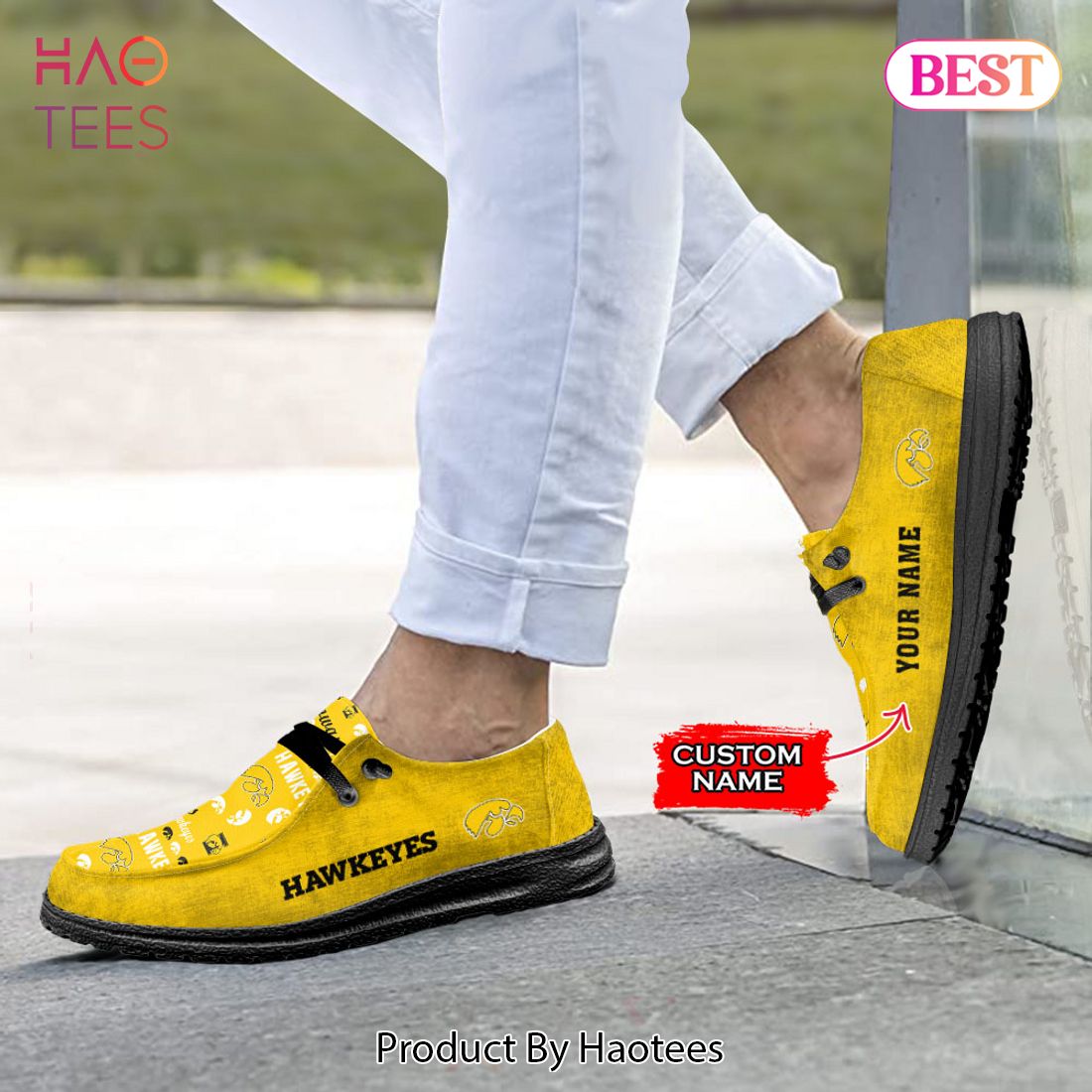 HOT TREND NCAA Iowa Hawkeyes Custom Name Hey Dude Shoes Luxury Brand HOT TREND NCAA Iowa Hawkeyes Custom Name Hey Dude Shoes Luxury Brand
