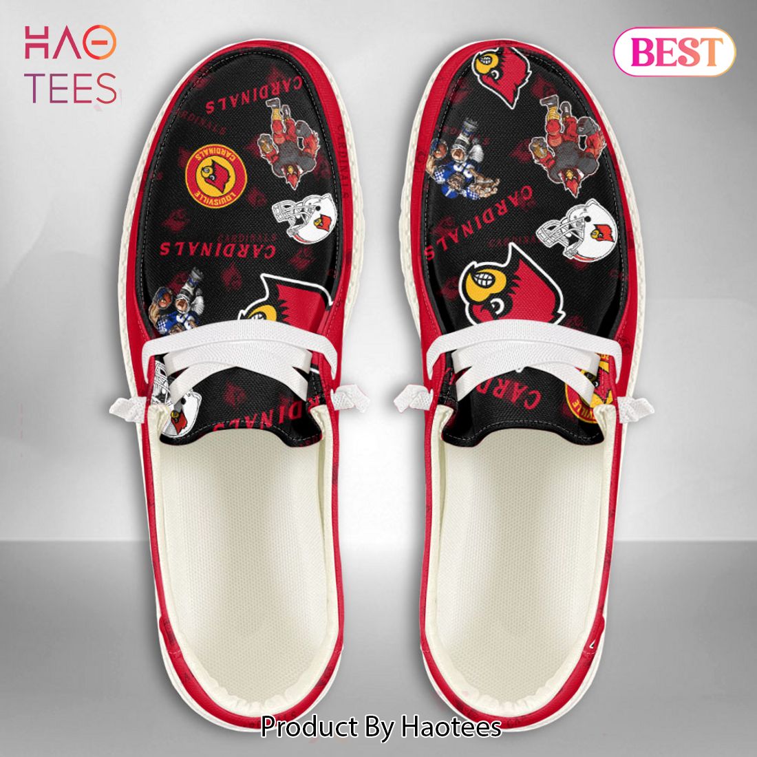 HOT TREND NCAA Louisville Cardinals Custom Name Hey Dude Shoes POD Design
