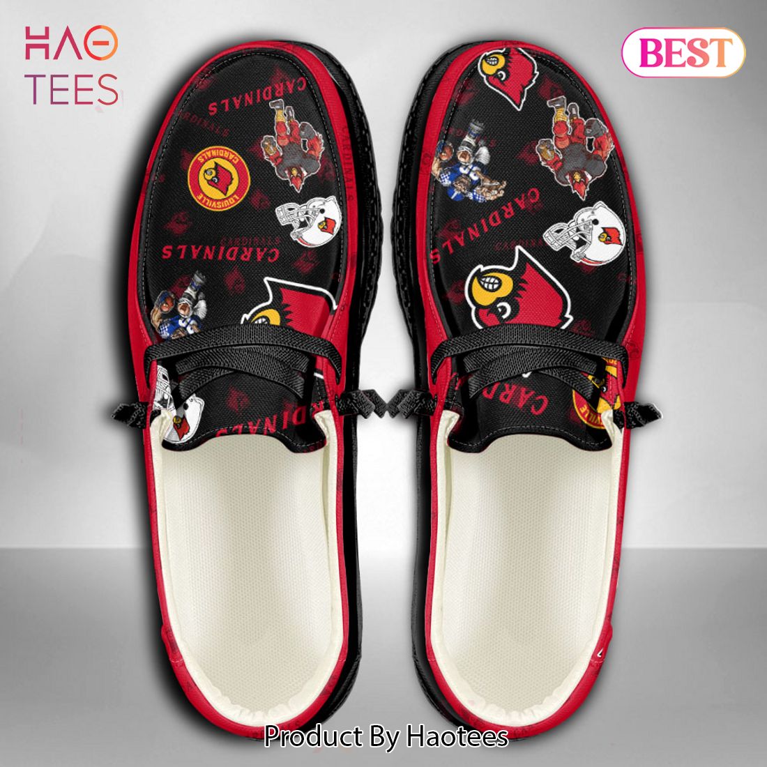 HOT TREND NCAA Louisville Cardinals Custom Name Hey Dude Shoes POD Design HOT TREND NCAA Louisville Cardinals Custom Name Hey Dude Shoes POD Design