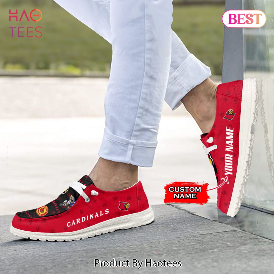HOT TREND NCAA Louisville Cardinals Custom Name Hey Dude Shoes POD Design HOT TREND NCAA Louisville Cardinals Custom Name Hey Dude Shoes POD Design