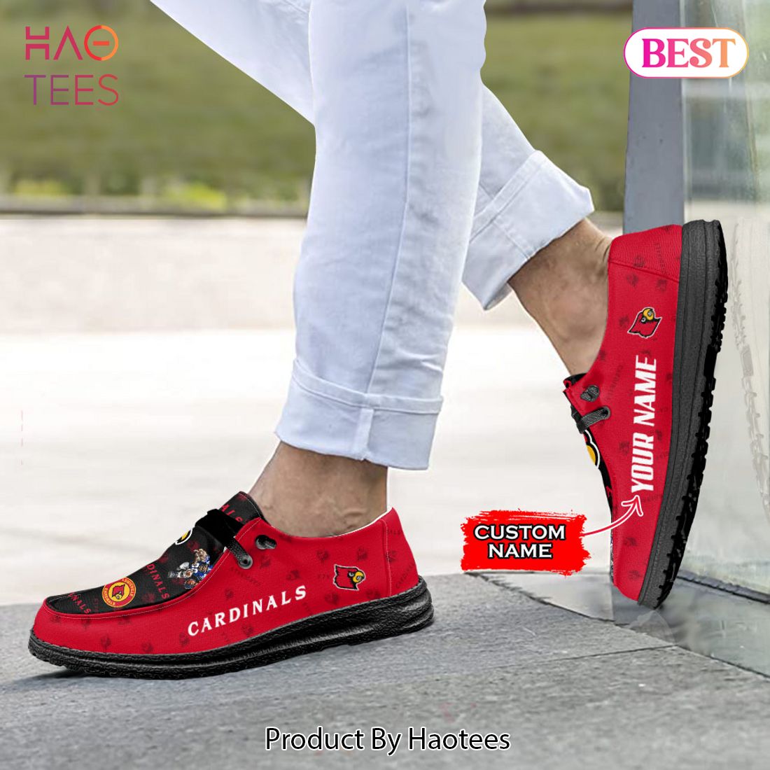 HOT TREND NCAA Louisville Cardinals Custom Name Hey Dude Shoes POD Design HOT TREND NCAA Louisville Cardinals Custom Name Hey Dude Shoes POD Design