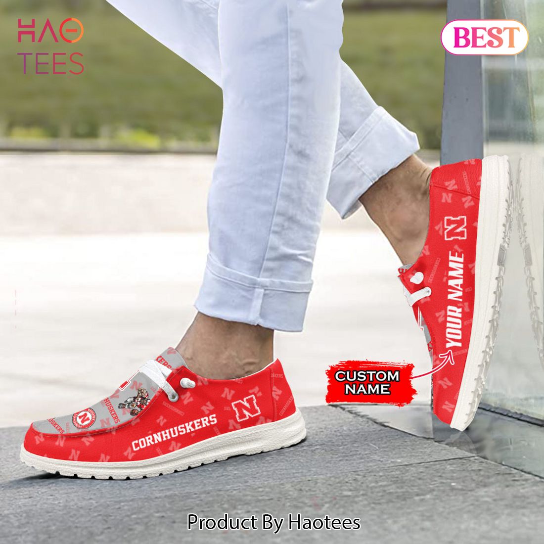 HOT TREND NCAA Nebraska Cornhuskers Custom Name Hey Dude Shoes POD Design HOT TREND NCAA Nebraska Cornhuskers Custom Name Hey Dude Shoes POD Design